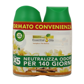 Airwick Freshmatic Spray Automatico Ricarica Bipacco 2x250 ml Vaniglia & The Bianco