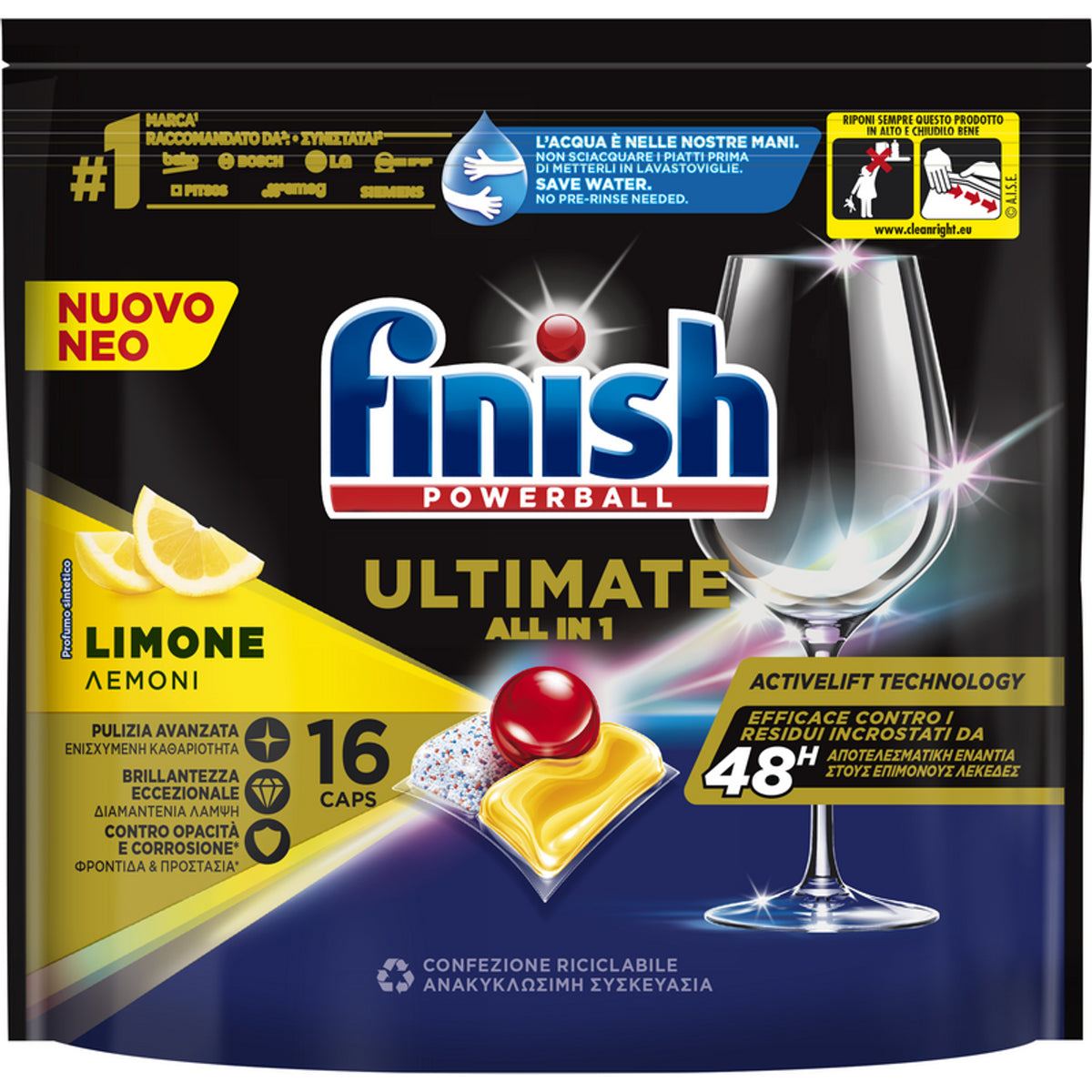 Finish dishwasher Pelley Ultimate All in 1 16 Tabs Limone