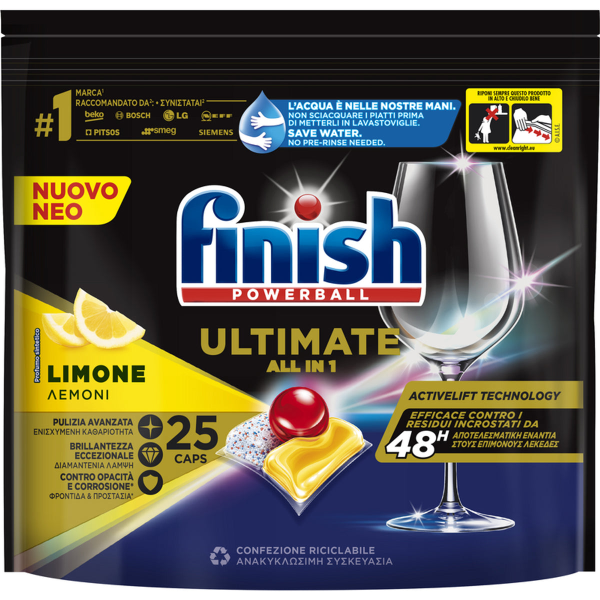 Finish dishwasher Pelley Ultimate All in 1 25 Tabs Limone