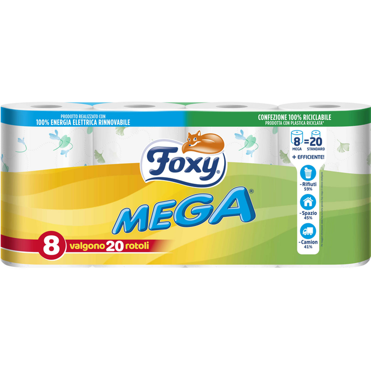 Foxy Mega Hygienic 8 rullar 2 slöjor dekorerade