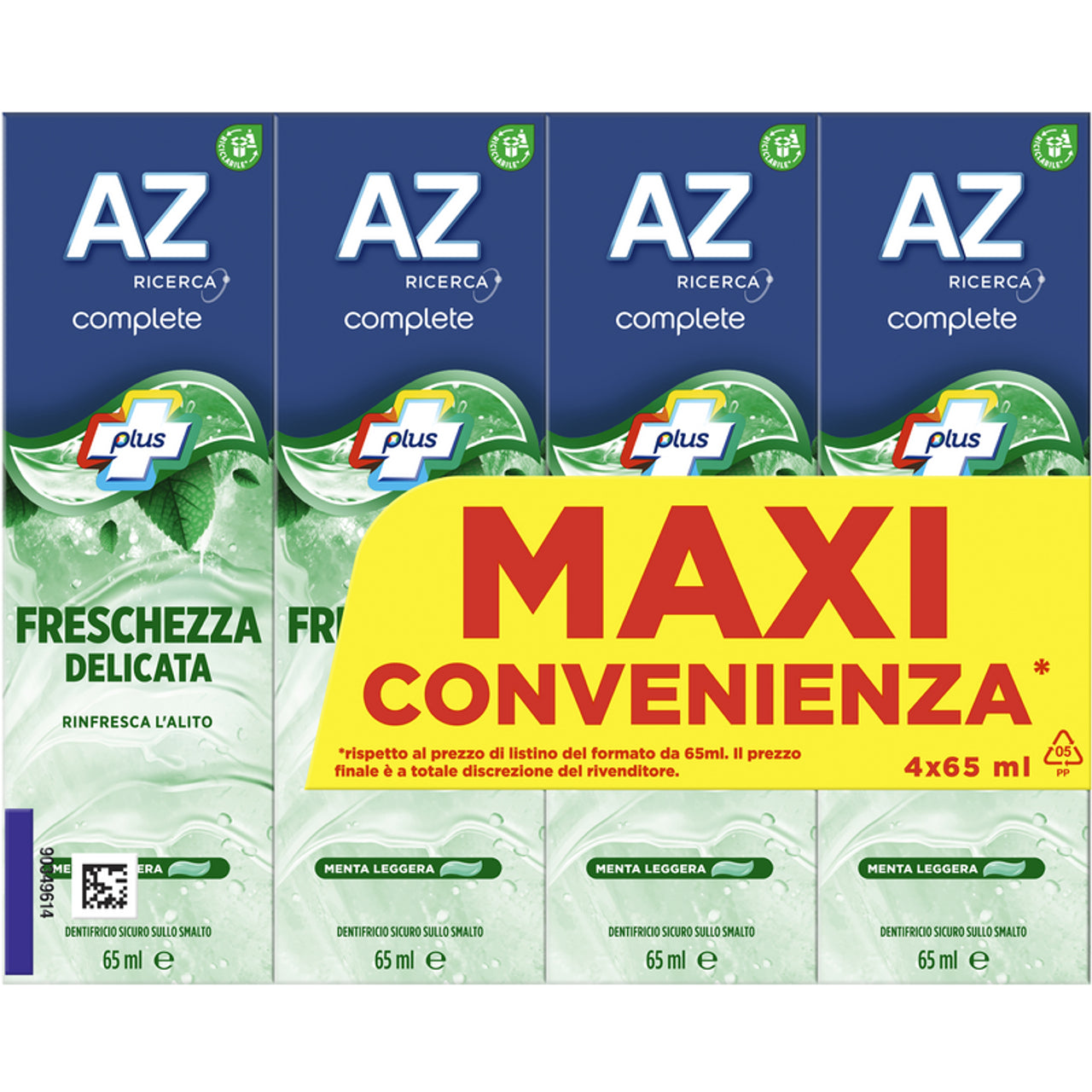 Az toothpaste complete delicate freshness light mint 4 pieces of 65 ml