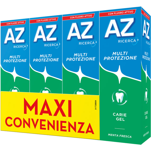 AZ Zahnpasta Multi Protection Caries Fresh Mint Gel 4 Stücke 75 ml
