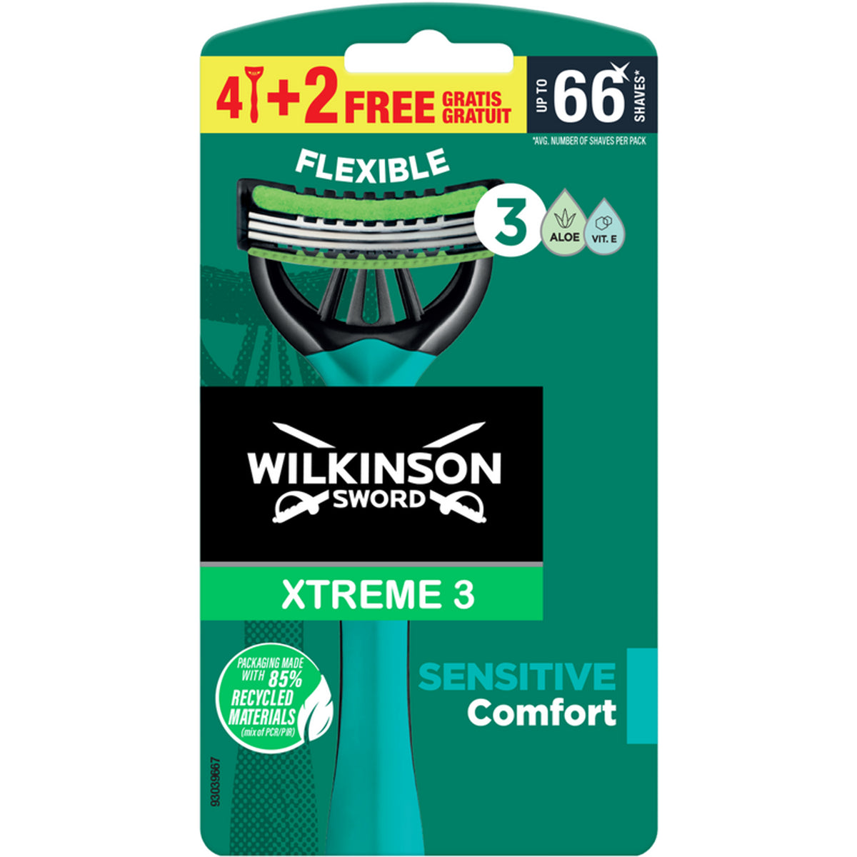 Wilkinson Rasio Xtreme 3 Confort sensible flexible 4 + 2 pièces