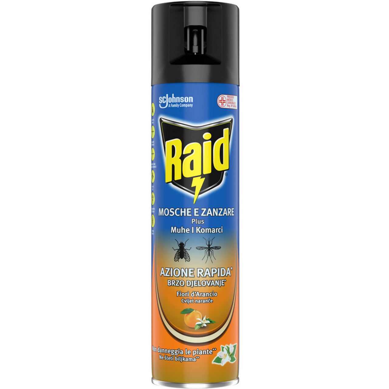 Raid Insetticida Spray Mosche e Zanzare Plus Azione Rapida Fiori D'Arancio 400 ml