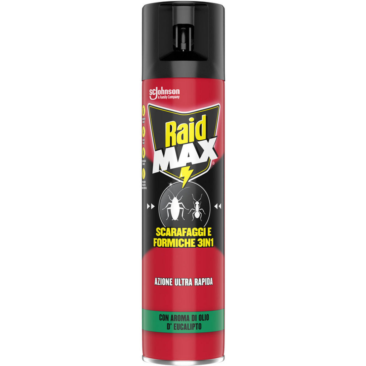 Raid max insecticide spray cockroaches and ants 3in1 ultra rapid action with aroma of eucalyptus oil 400 ml