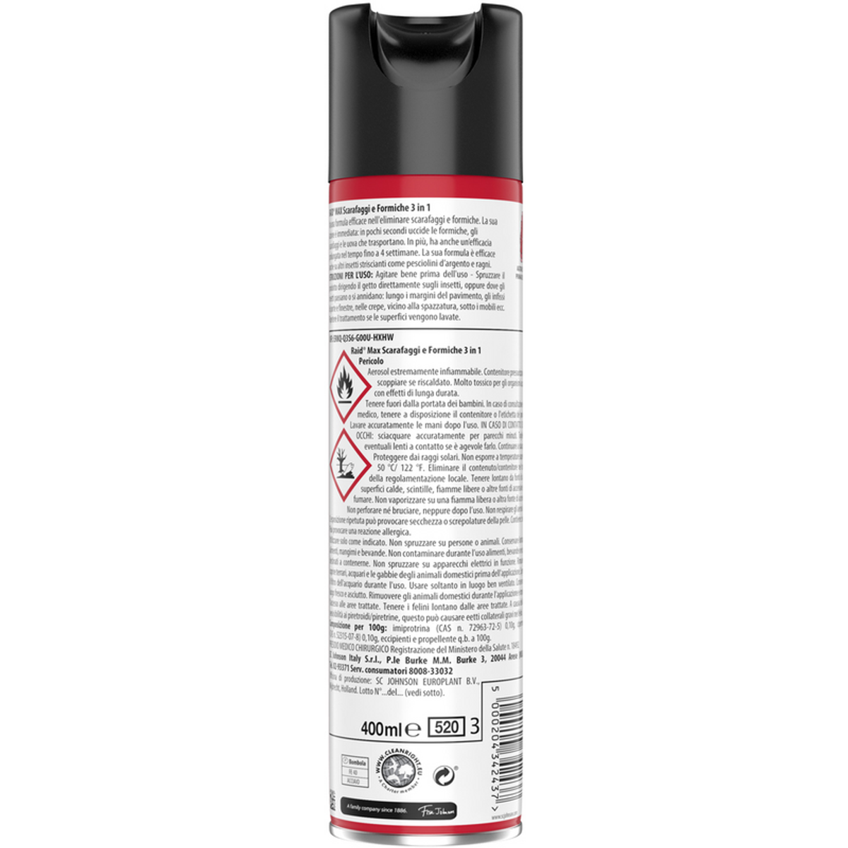 RAID MAX Insektizidspray -Kakerlaken und Ameisen 3in1 Ultra -Schnellwirkung mit Aroma von Eukalyptusöl 400 ml