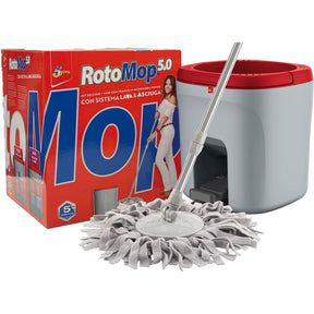 Super Five Kit Rotomop 5.0> bucket, MOP with Power microfiber fringes