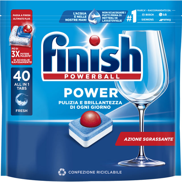 Finish Powerball Power 40 Tabs Dishwasher Pastes Tabs Regular
