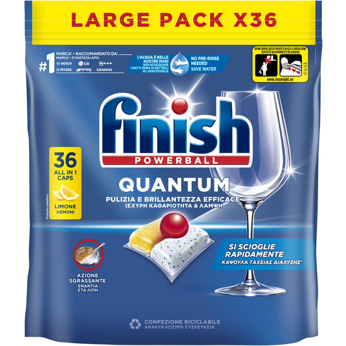 Finish Quantum Dishwasher pads all in 1 36 caps lemon