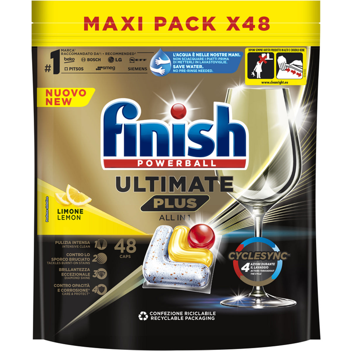 Finish Ultimate Plus -Geschirrspüler Pads Allin1 48 Caps Lemon