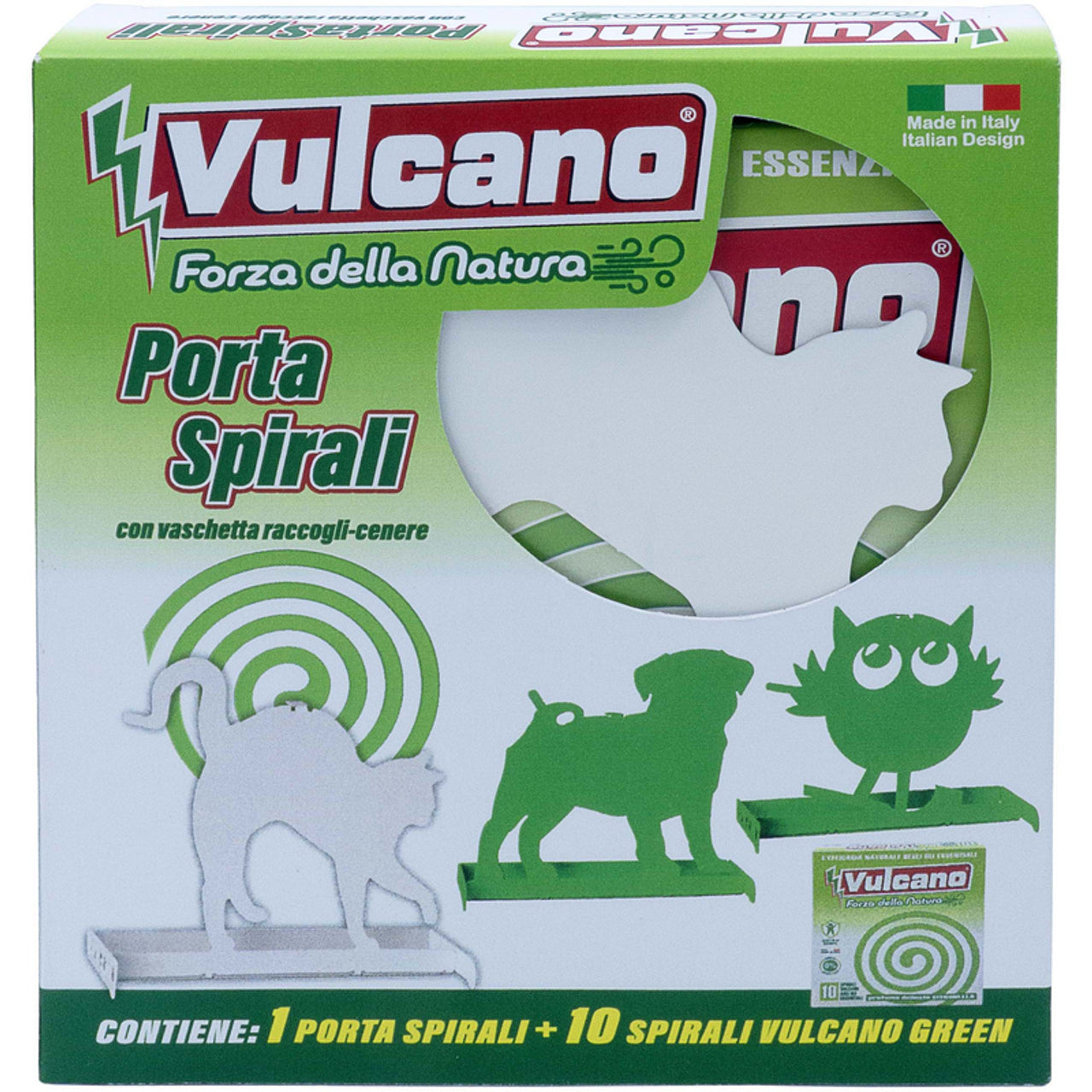 Vulcano porta spirali mit Cenere Coll GRE + 10 grüne Vulkanspiralen