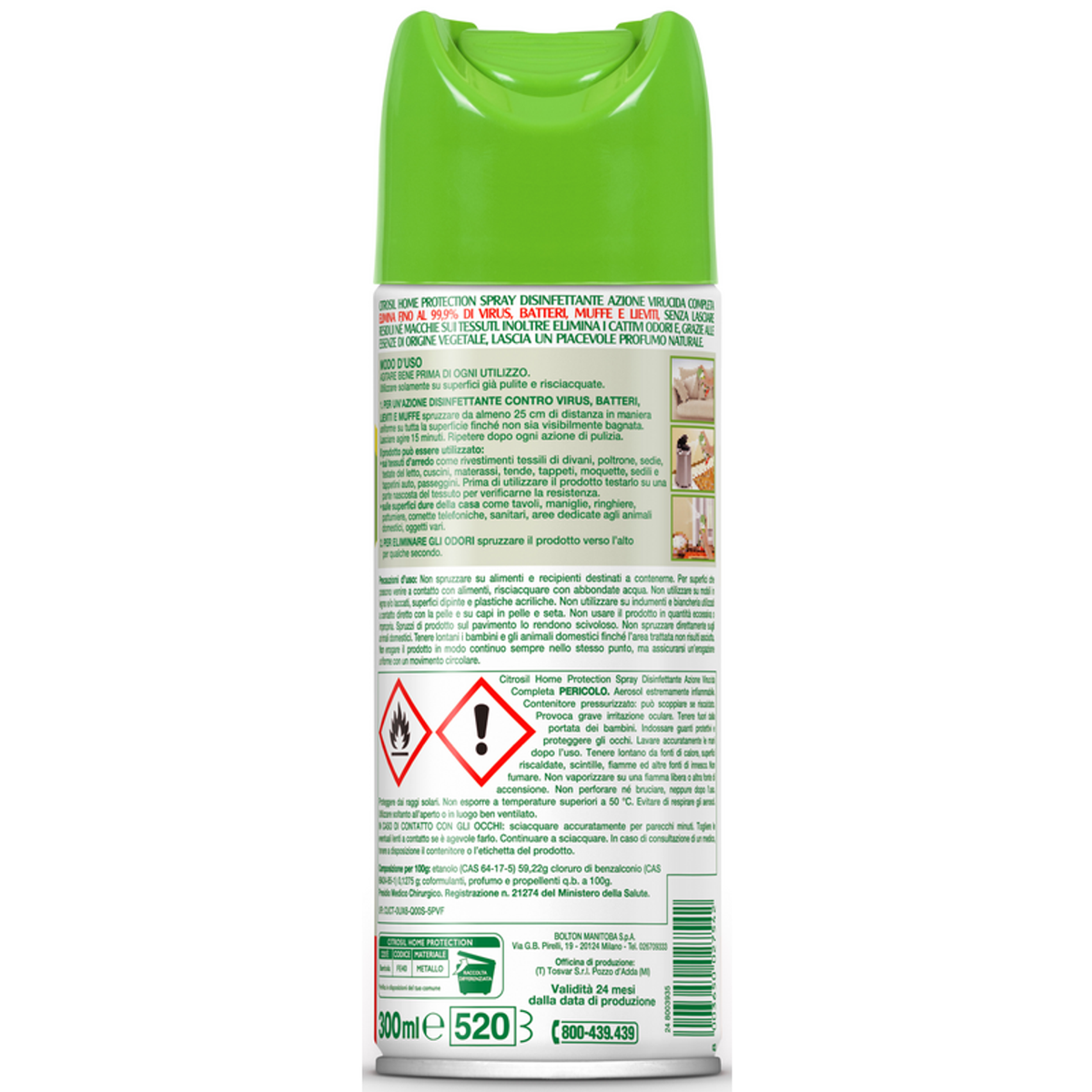 Citrosil spray desinfektionsmiddel Virrucid -handling med citrus essenser 300 ml