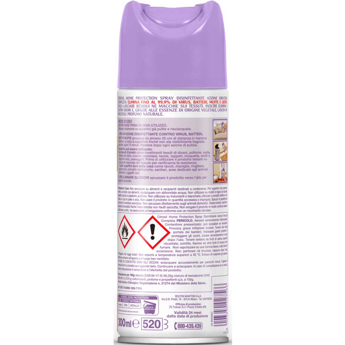 Citrosil Spray Disinfectant Virrucid Acțiune cu esențe de lavandă 300 ml