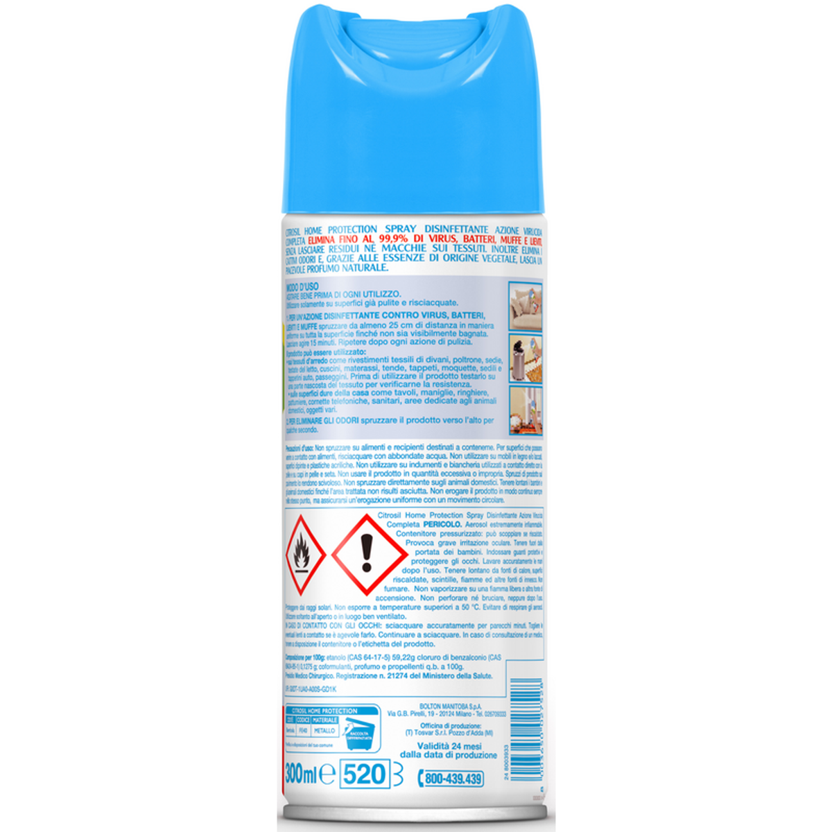 Cytrozil Spray dezynfekujący działanie virrucid z 300 ml esencji miętowych