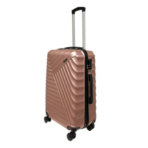 Mellemstor kuffert fra STSHLine i robust ABS, mål 65x43x26 cm, med 4 dobbelte 360° hjul - Let og holdbar