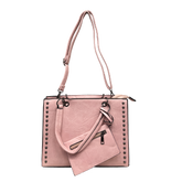 Alexia - Women's handbag with shoulder strap with rivets and portfolio accessory