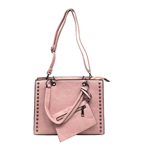 Alexia - Ženska torbica z ramenskim pasom z zakovicami in dodatno opremo portfelja
