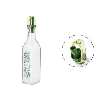 Glasflaske dekoreret med olie eller eddike dispenser - 250 ml