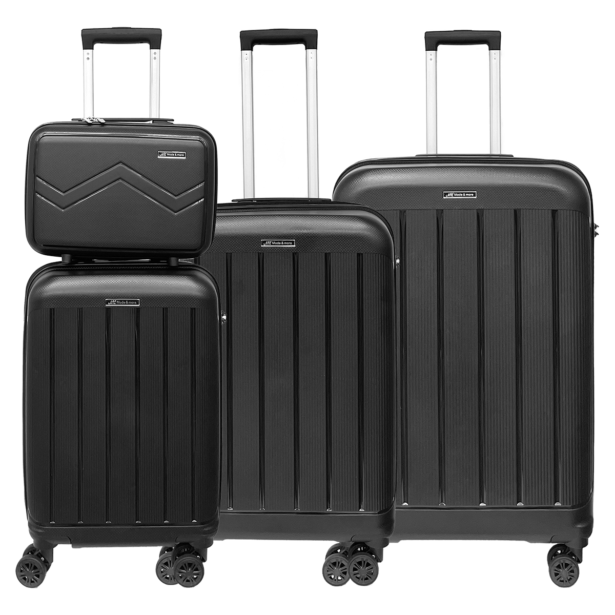 Ensemble de 4 valises en polypropylène souple léger avec serrure TSA - Bagages de haute qualité extrêmement légers, avec trousse de beauté