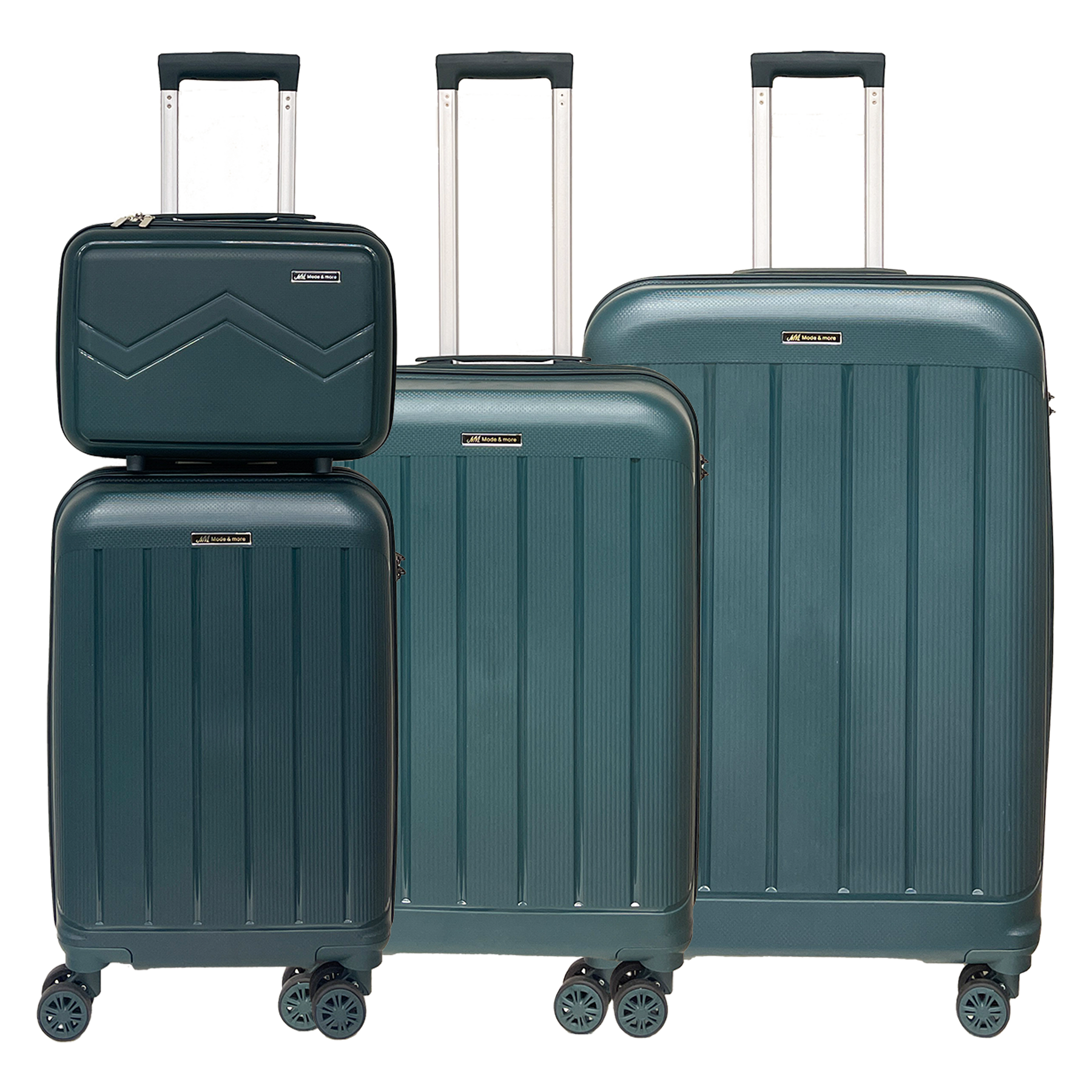 4-Piece Set of Soft Lightweight Polypropylene Suitcases With TSA Lock - High-Quality Ultra-Light Trolley Set With Beauty Case