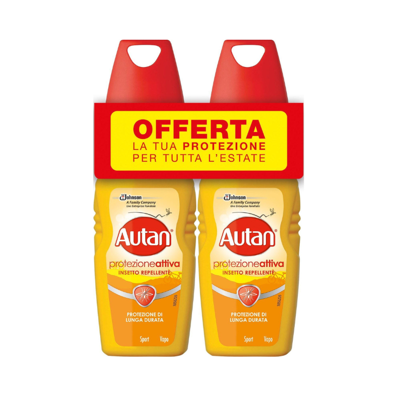 Autan Protection Active Vapo Bipacco Spray gentaget insekt og 2 x 100 ml anti -media