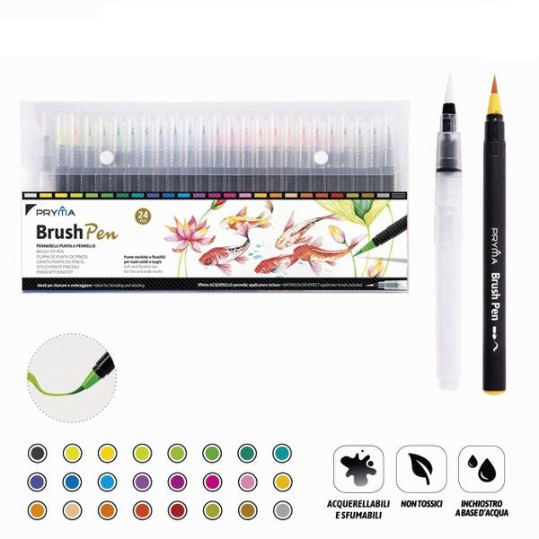 Brush Pen Pennarelli Acquerello Con Pennello Applicatore -24 Colori
