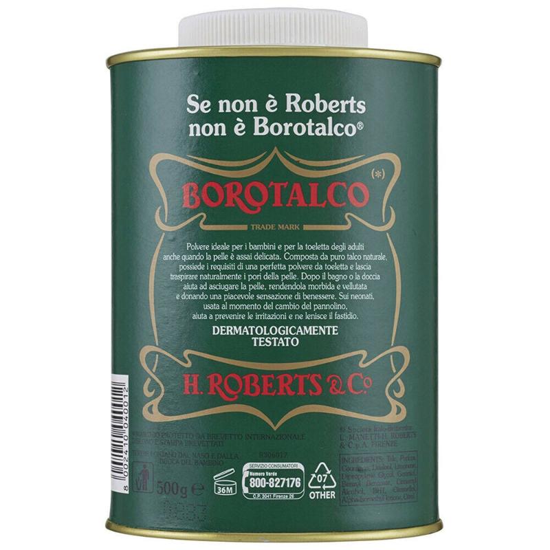 Borotalco Roberts refreshing talc absorbent for adults and children jar 500g