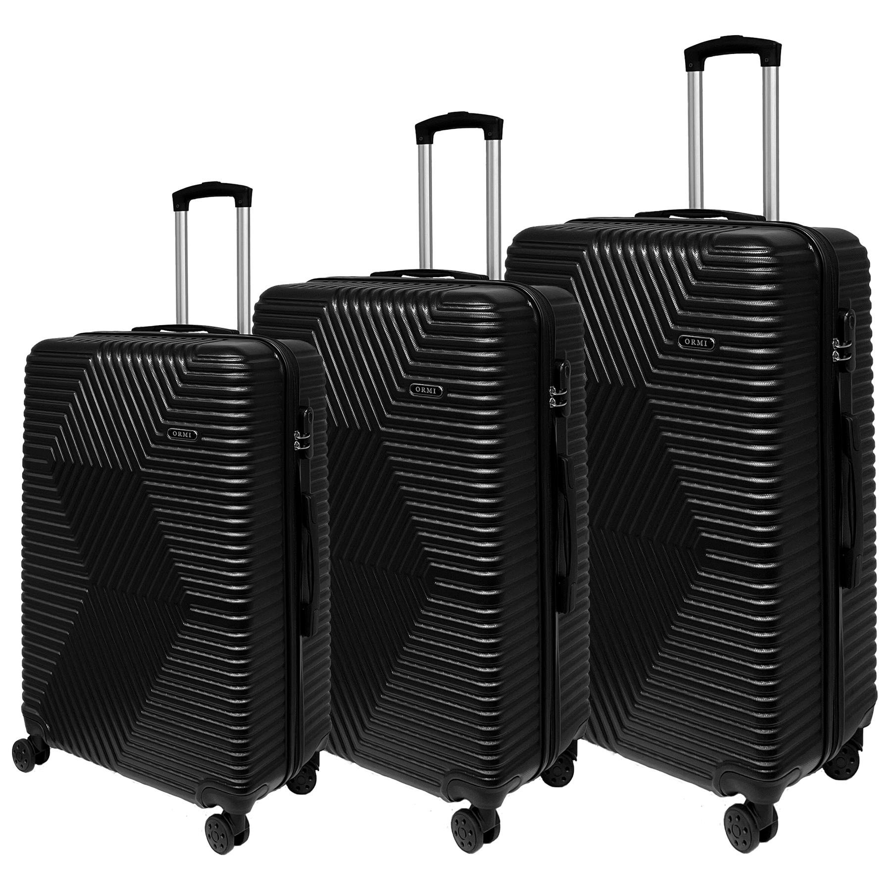 Set med 3 resväskor Trolley Ormi WavyLine i hård ABS Ultra Lätt - Liten, Mellanstor och Stor