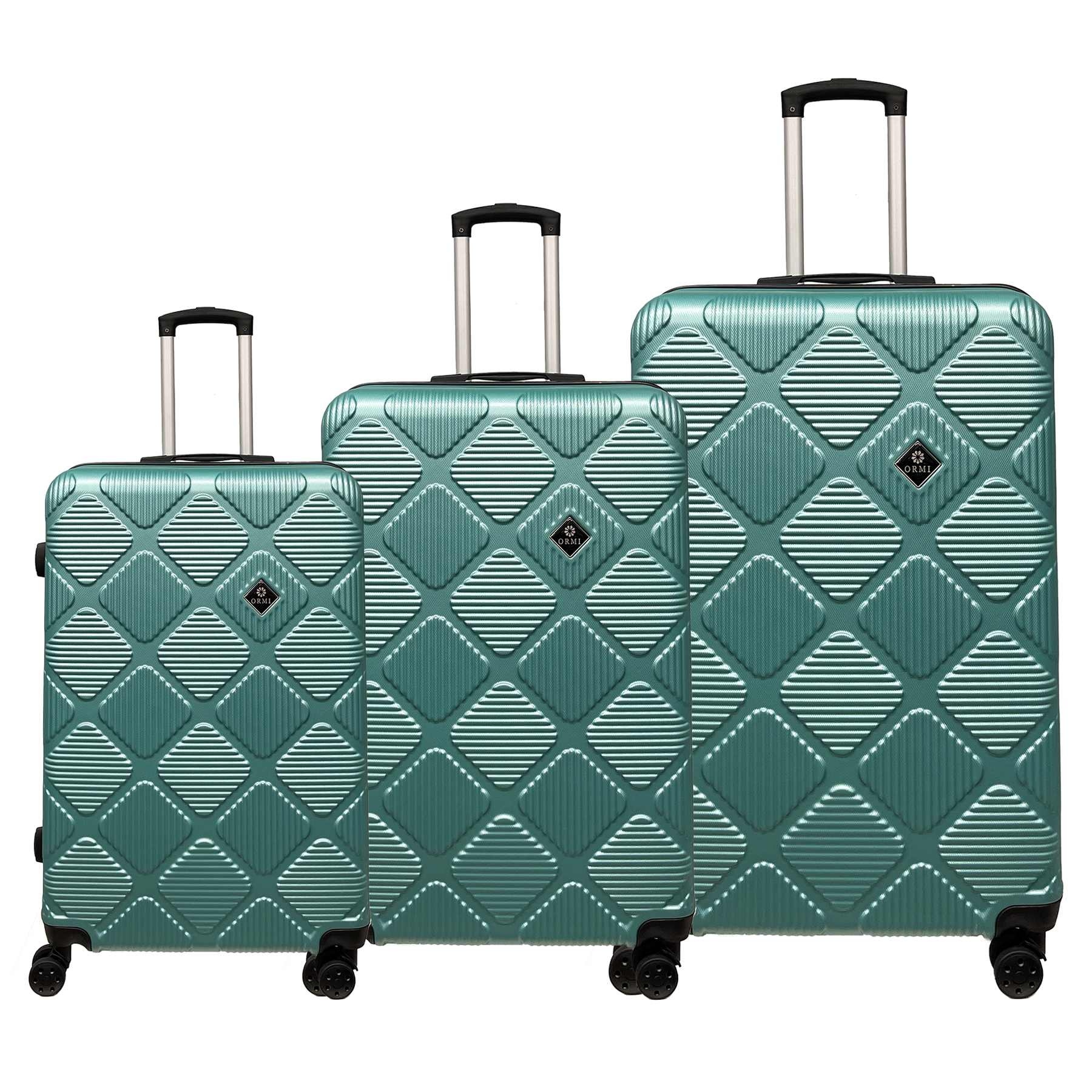 Set van 3 Ormi WavyLine Trolley-koffers van ultralicht hard ABS - Klein, Middelgroot en Groot