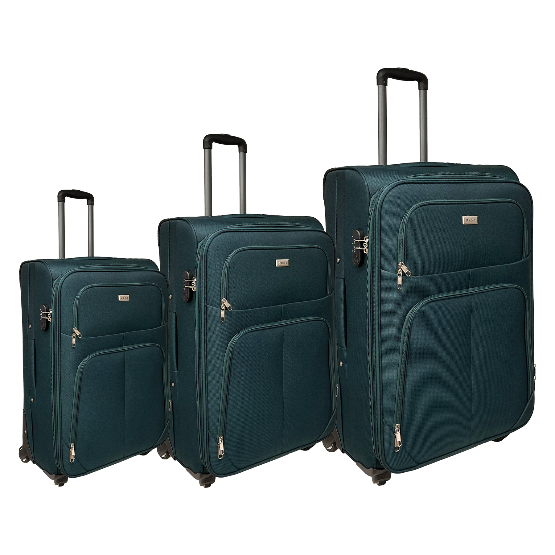 Set 3 Koffer Semigid Hoser erweiterbar in schockierenden Stoff | Abmessungen: Kleine 55 cm, mittel 65 cm, 75 cm groß