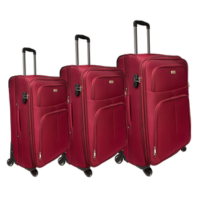 Réglez 3 valises semi-cuites extensibles dans un tissu choquant | Dimensions: petit 55 cm, moyen 65 cm, 75 cm de grande