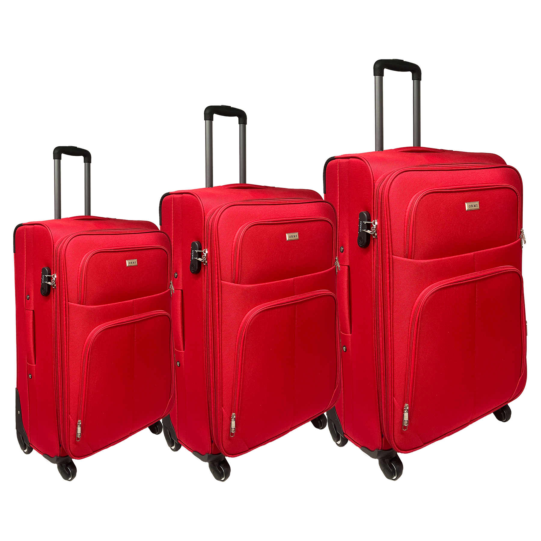 Setați 3 valize de semigidă semigid extensibil în țesătură șocantă | Dimensiuni: mici 55 cm, mediu 65 cm, 75 cm mare