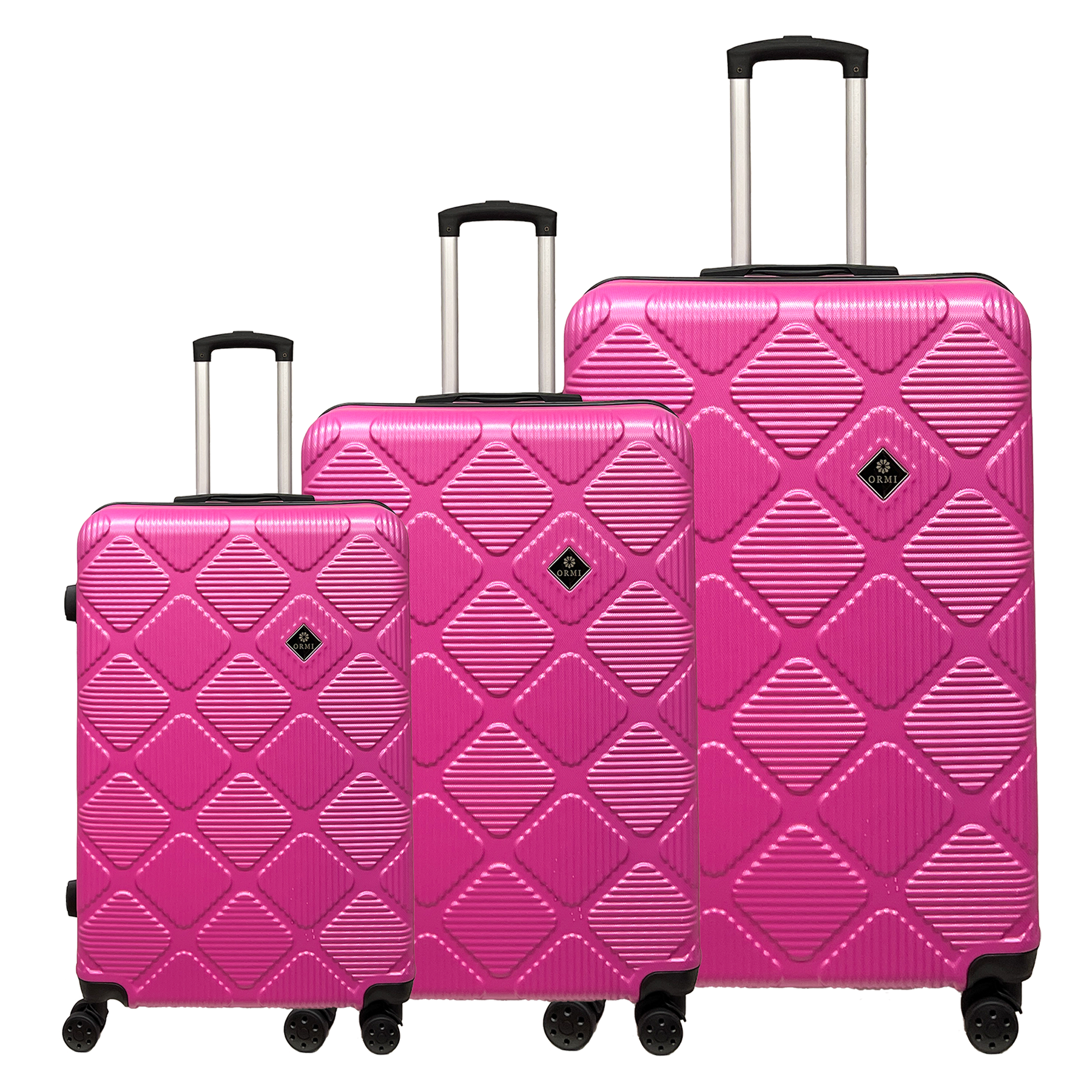 Set de 3 bagaje cu role trolley Ormi WavyLine din ABS rigid, ultraușoare - mică, medie și mare