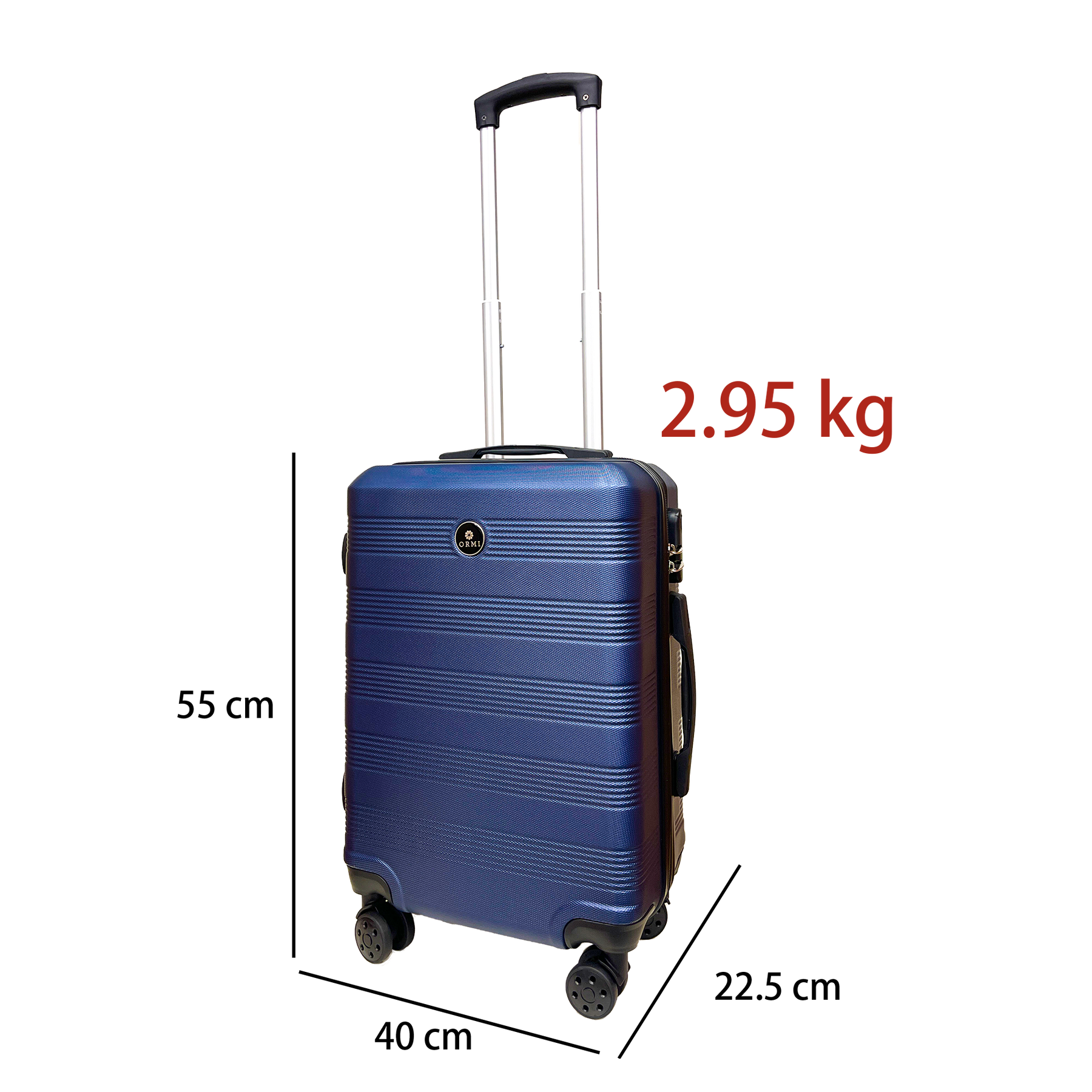 Zestaw 3 walizek na kółkach Ormi WavyLine z tworzywa ABS - Mała, Średnia i Duża, ultralekka