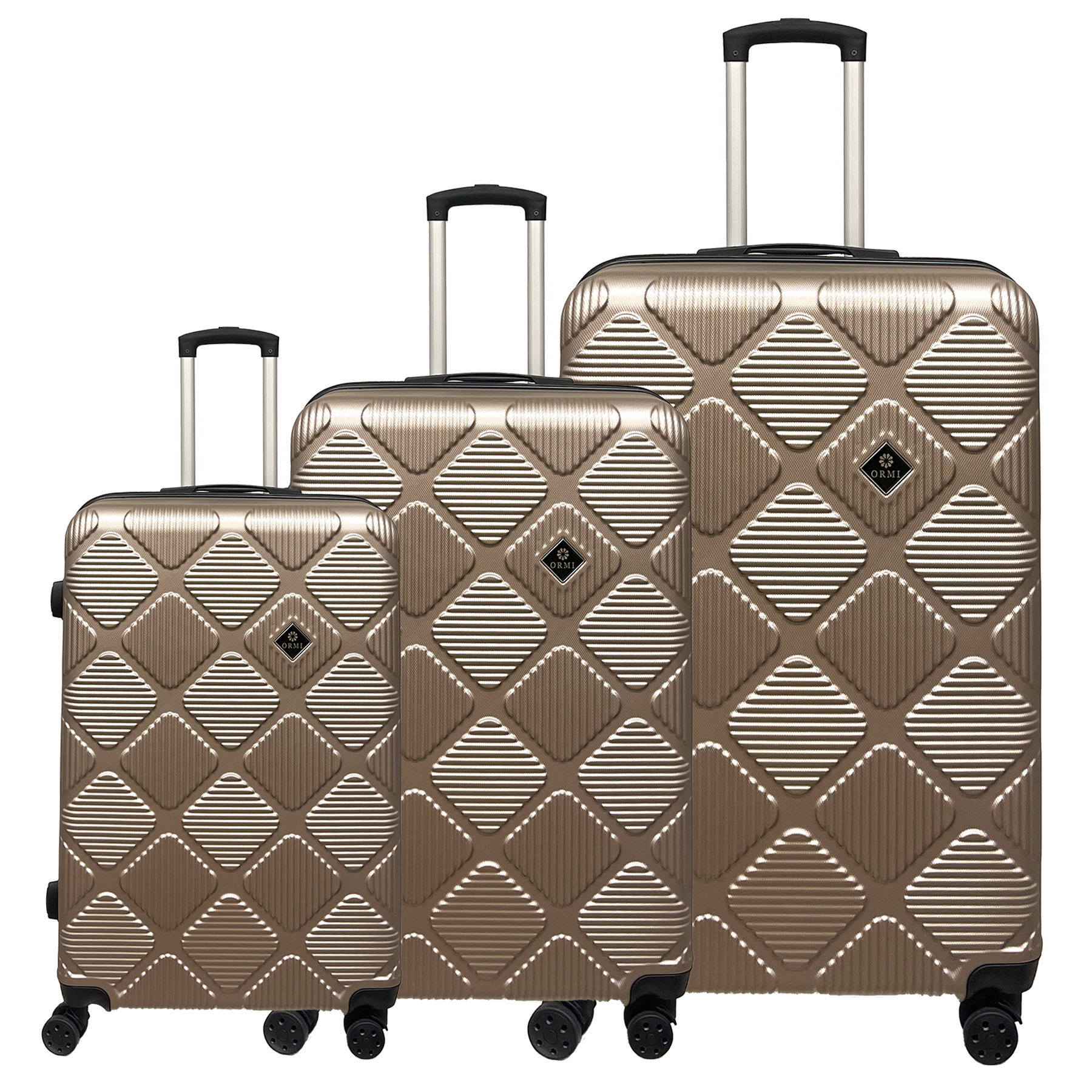 Ormi Diamond Lux Resväska Set - Lätt, Hållbart och Elegant | Inkluderar 3 Trolleys