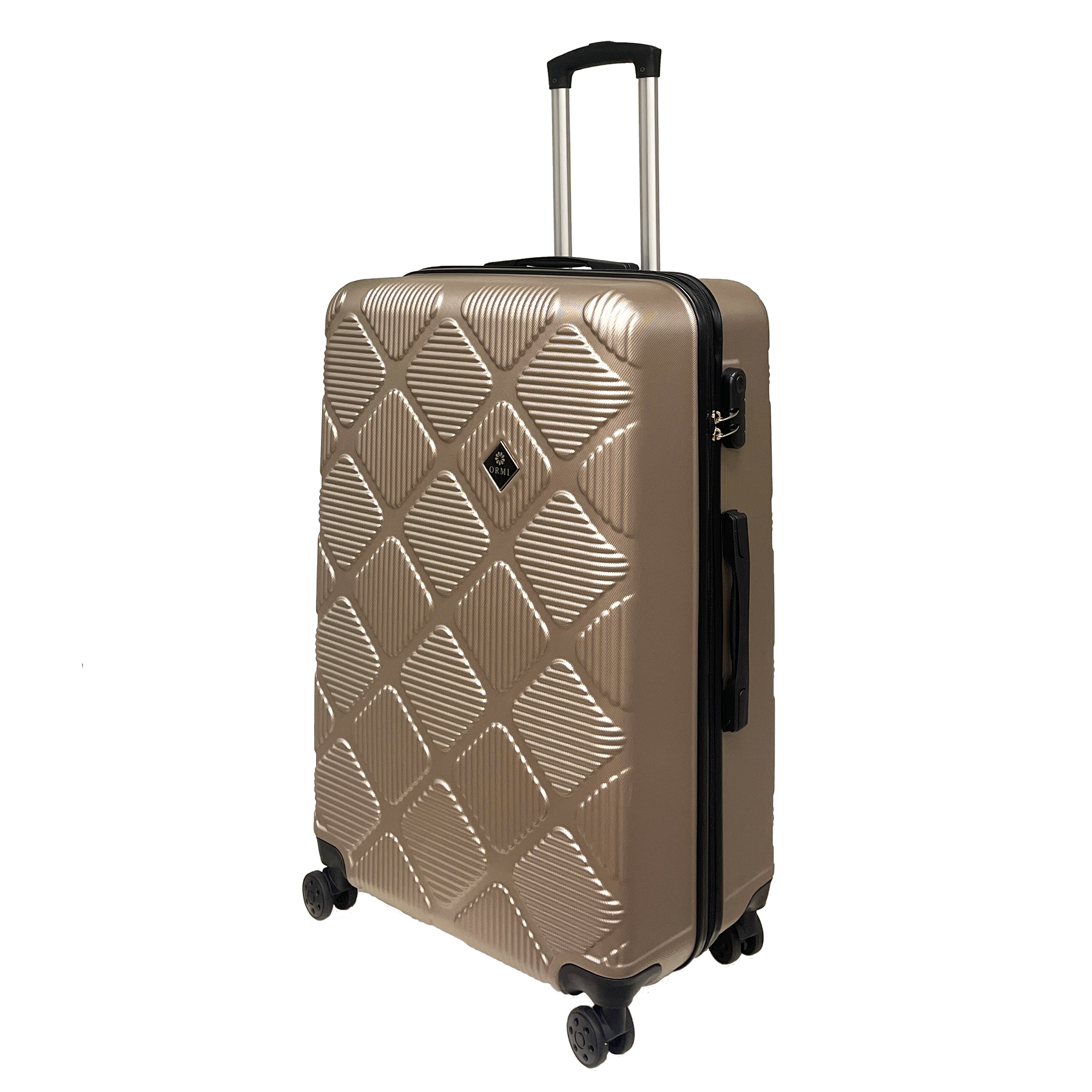 Darmi Diamond Lux: velik kovček 75x50x30 cm, togi in ultra lahki voziček, 86 ° dinamična kolesa