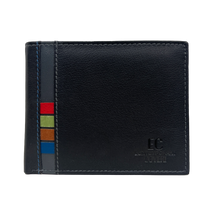 EC Coveri Men's Wallet in Vera Leather with colorful stripes