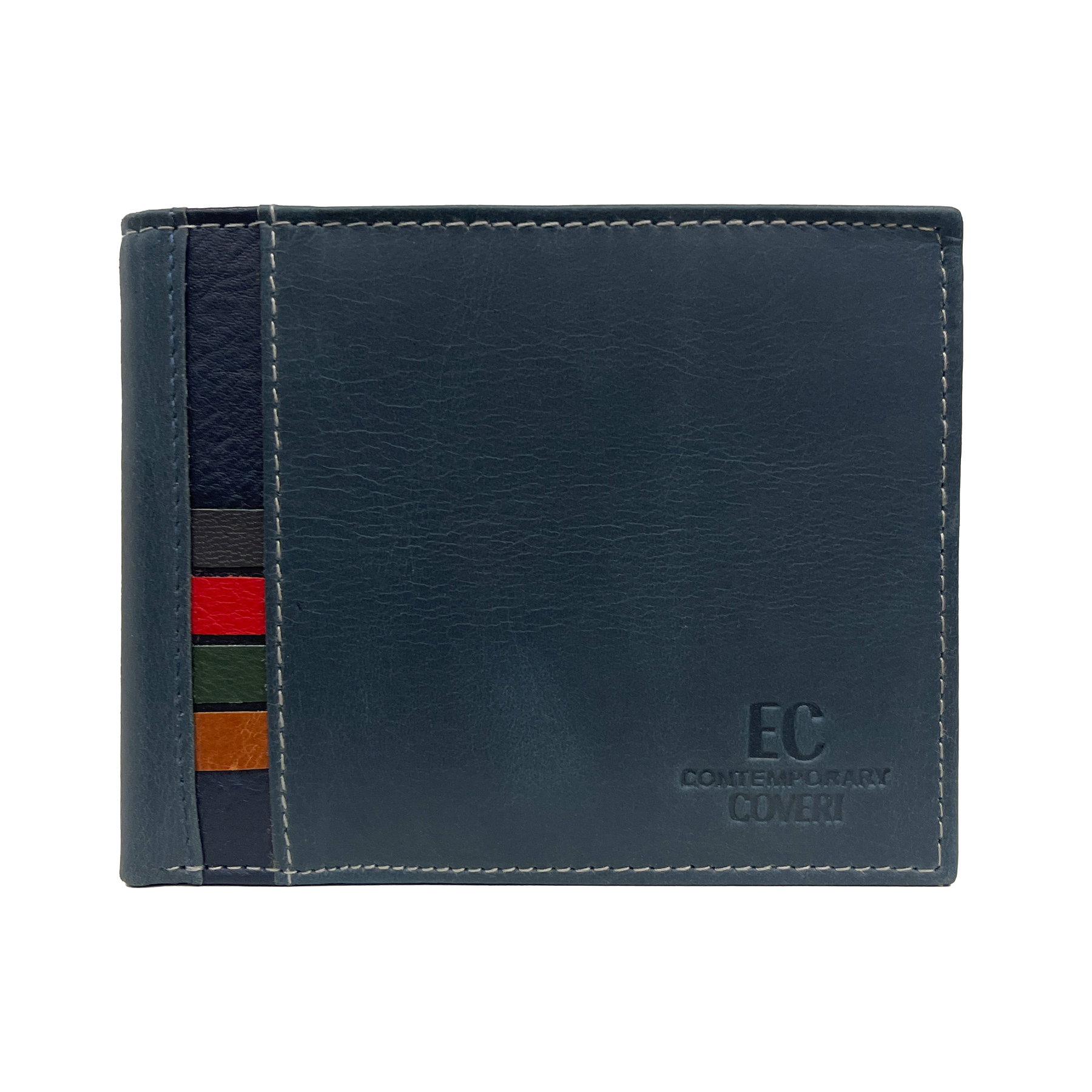 EC Coveri Men's Wallet in Vera Leather with colorful stripes