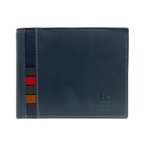 EC Coveri Men's Wallet en cuir Vera avec des rayures colorées