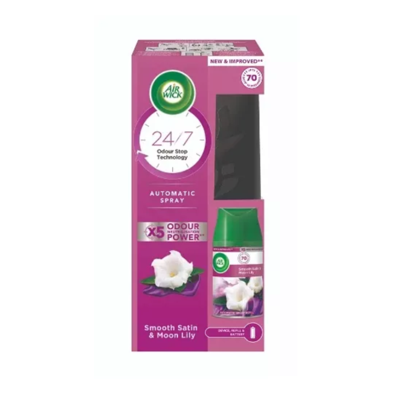 Air Wick Freshmatic Spray Automatisch deodorant voor gladde omgevingen Satin & Moon Lily 250ml