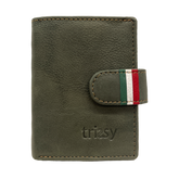 Herenportfolio in echt Caledon -leer met aluminiumkaarten en RFID -blok