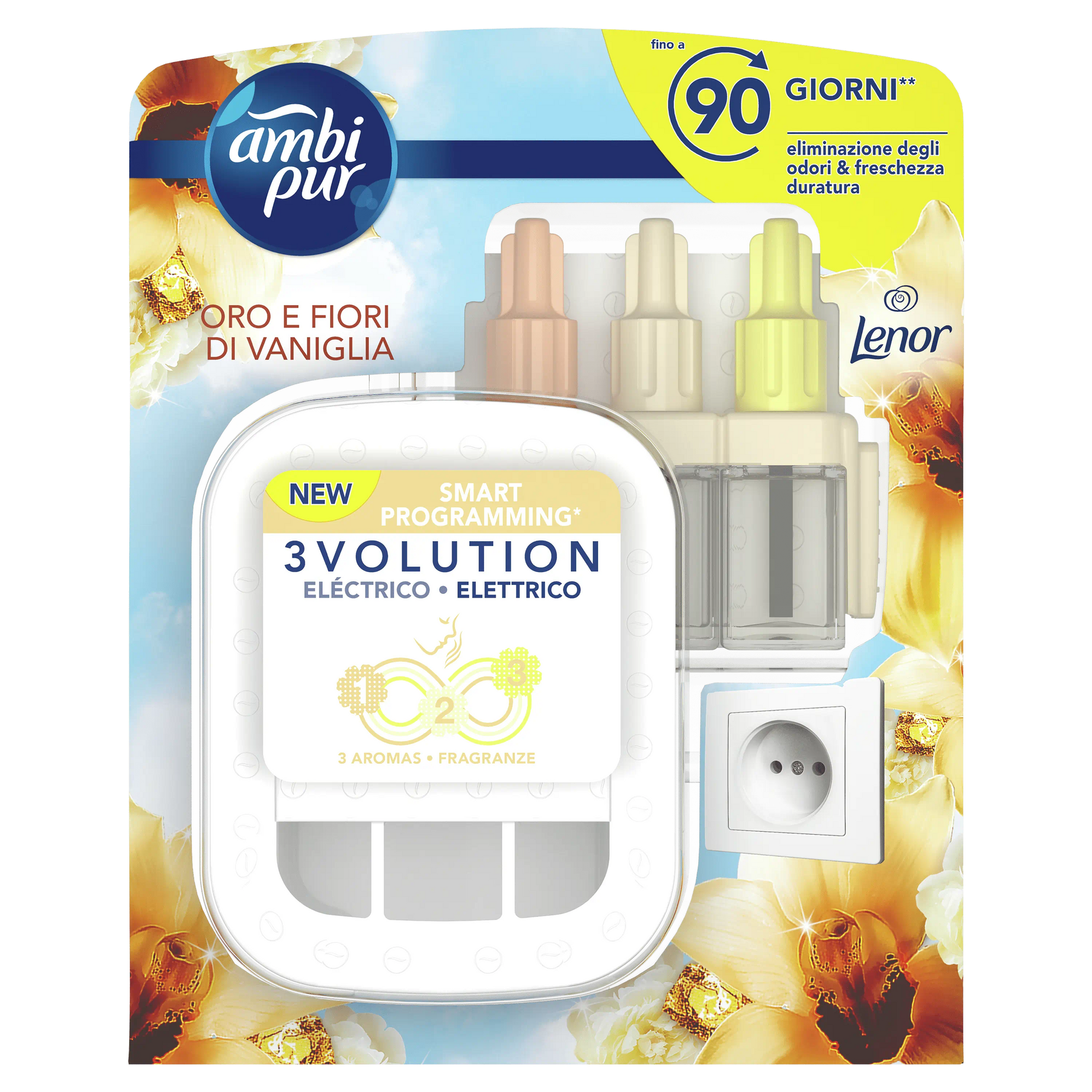 Ambi trods 3Volution Electric Diffuser Starter Kit til 20 ml miljøer - guld og blomster