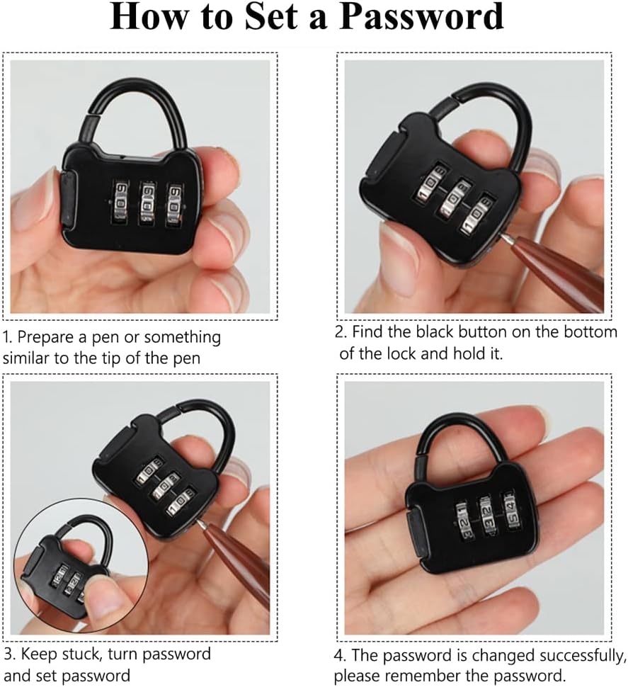 Combination lock with 3 digits for suitcase, luggage, travel bag, and backpacks