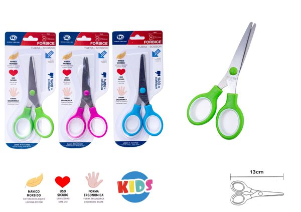 Scissors for children with smooth blade with soft handle - assorted colors