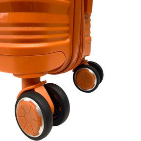 Vibrant Voyager : Valise rigide à main Spinner en Tangerine - Roues à 360° et serrure TSA