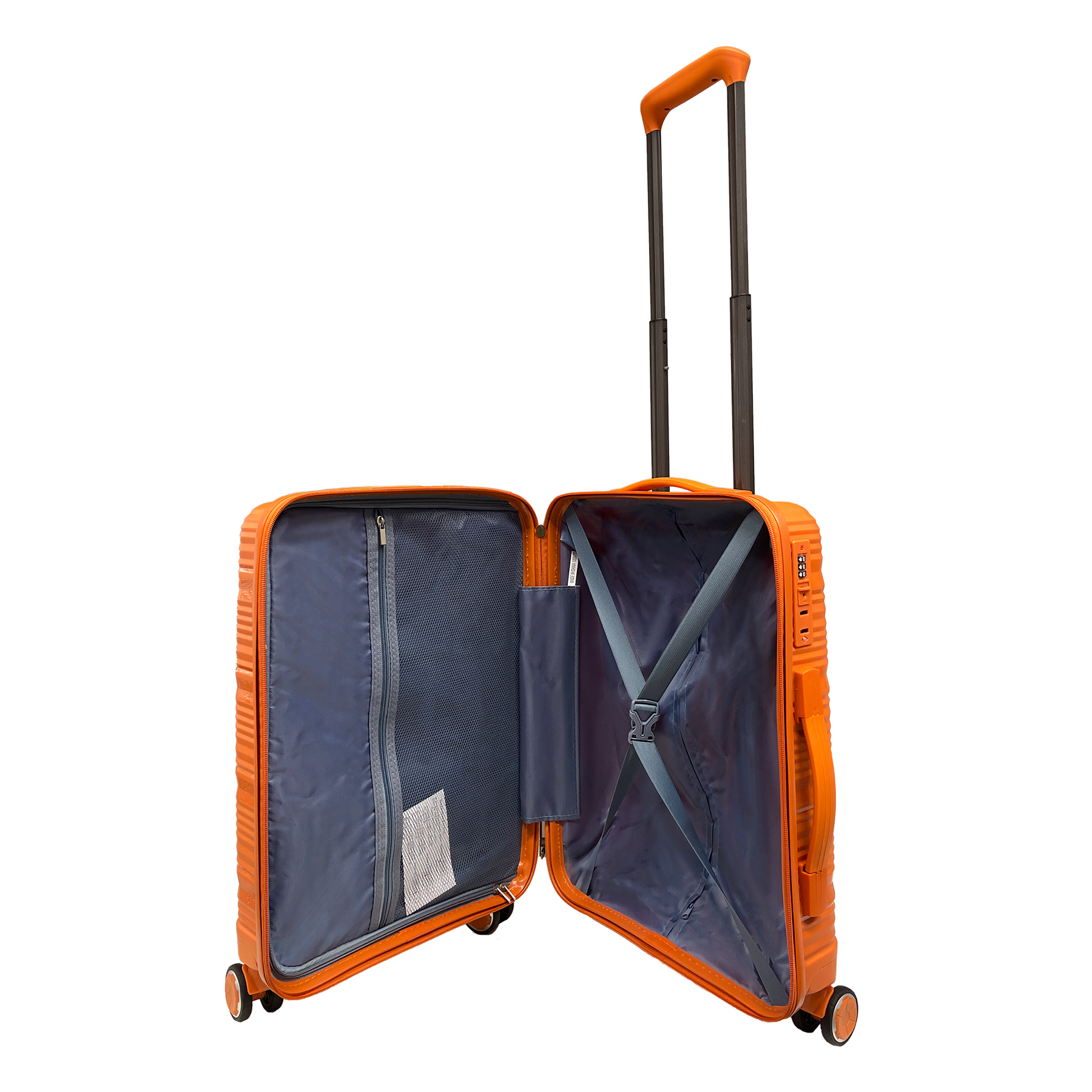 Vibrant Voyager : Valise rigide à main Spinner en Tangerine - Roues à 360° et serrure TSA