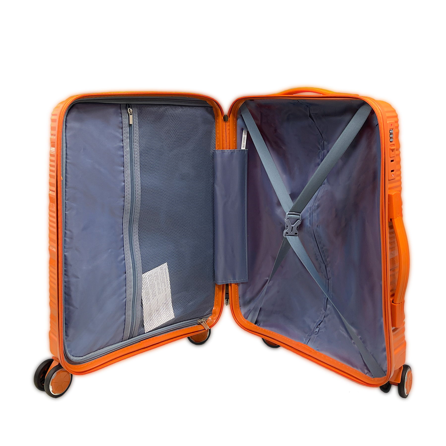 Vibrant Voyager : Valise rigide à main Spinner en Tangerine - Roues à 360° et serrure TSA