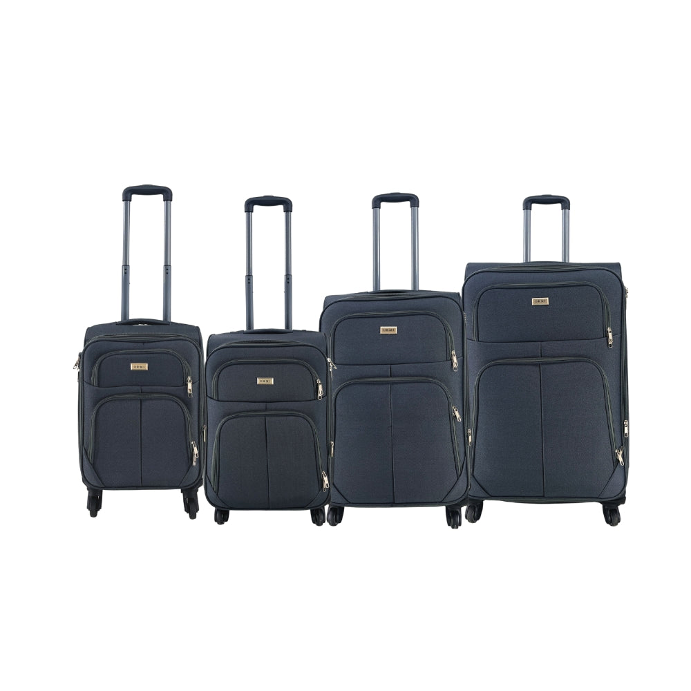 A 4-Piece Set of Ormi UoF Suitcases - Expandable Soft Fabric Anti-Shock | Small 50 cm, Small 55 cm, Medium 65 cm, Large 75 cm