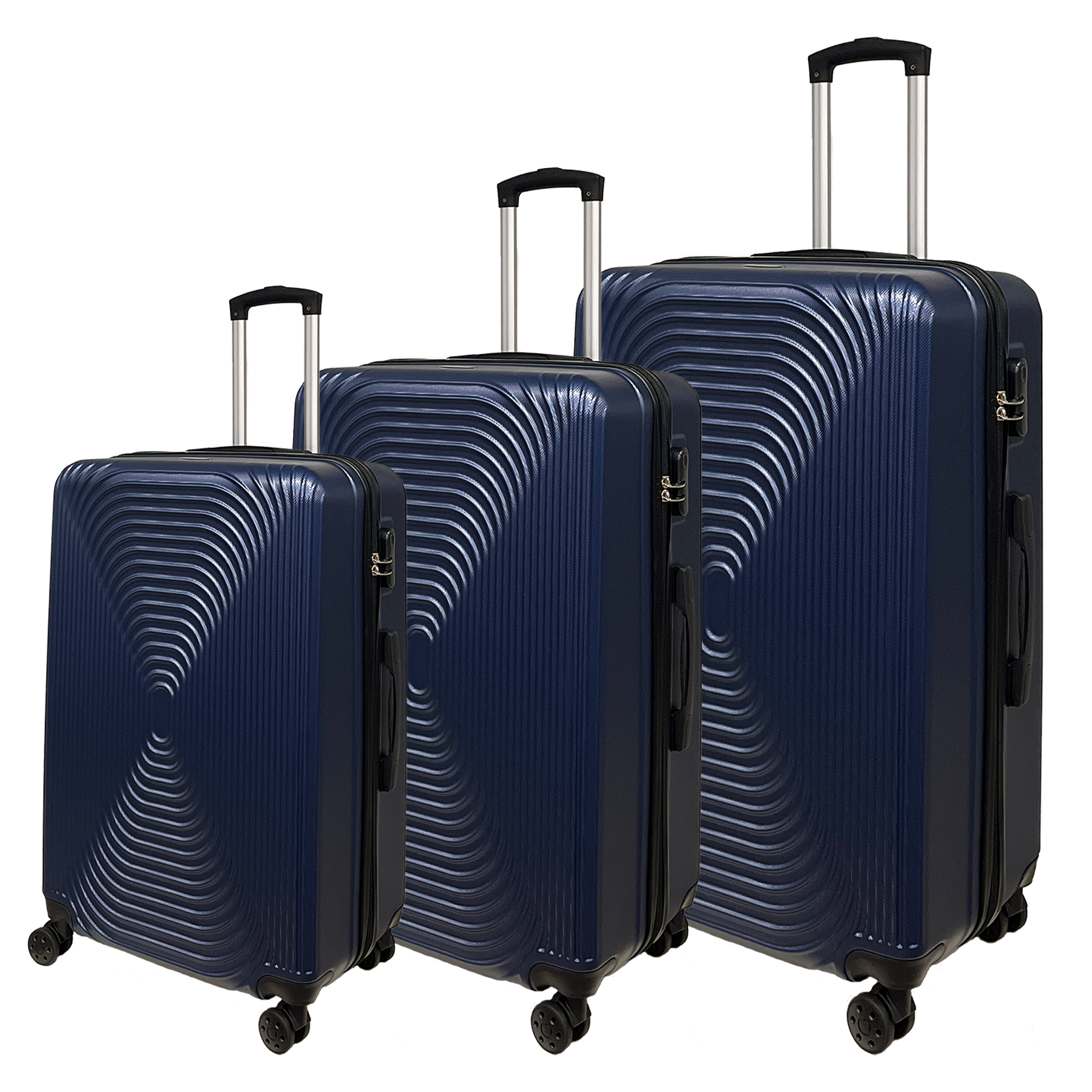 Set med 3 resväskor Trolley Ormi WavyLine i hård ABS Ultra Lätt - Liten, Mellanstor och Stor
