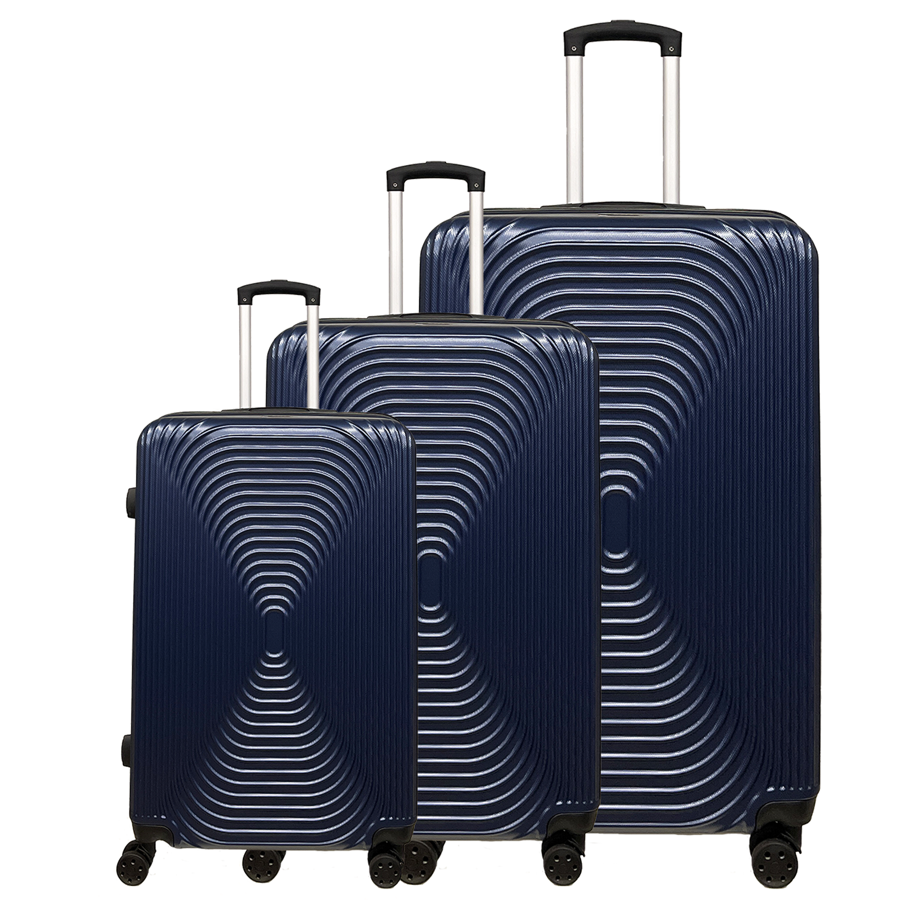 Set de 3 valize Trolley Ormi StshLine din ABS rigid ultralejer - Dimensiuni: Mică 55 cm, Medie 65 cm și Mare 75 cm